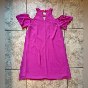 BOGO Blue Rain Pink Cold Shoulder Dress